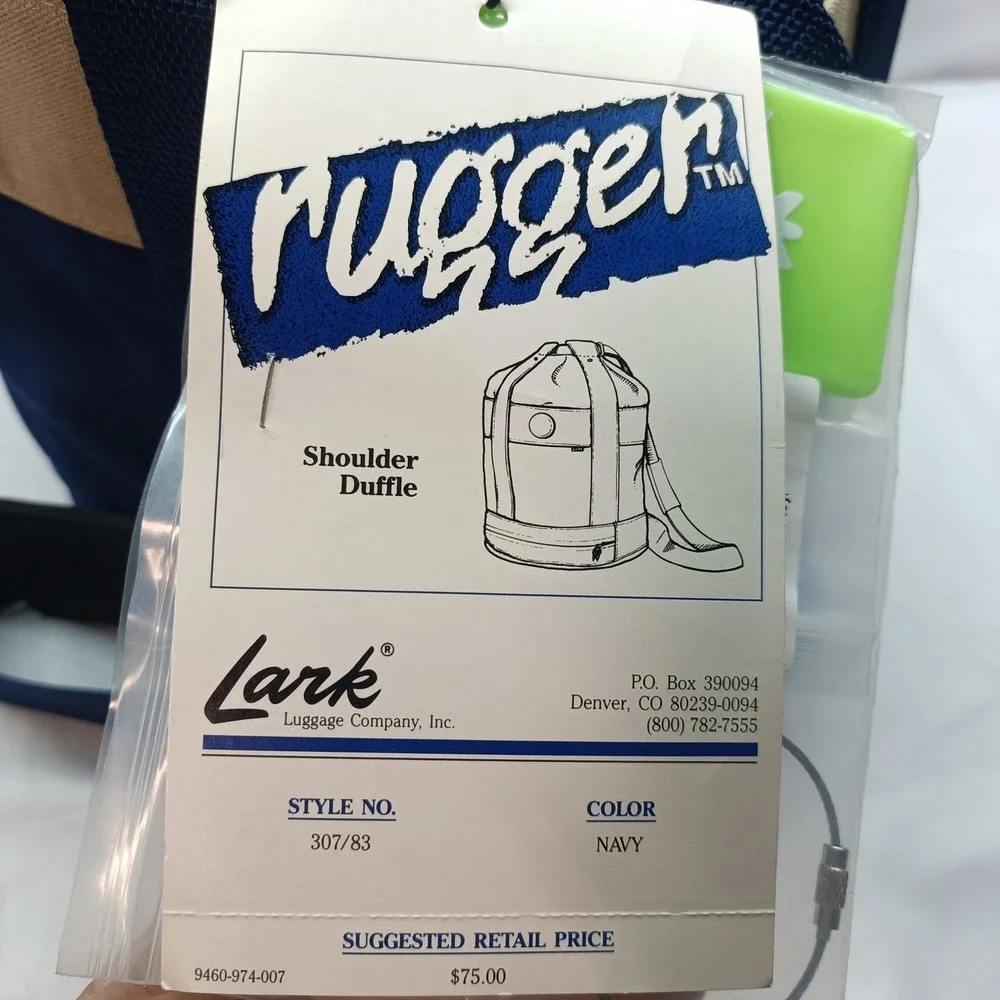 Vtg Lark Rugger Shoulder Duffle Bag Navy Blue ProPex III Made in USA 307/83 NWT